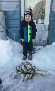 Jenna's son, fish on ice