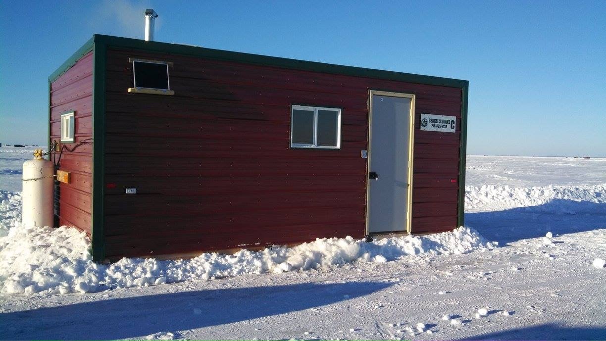 Sleeper fish house for a fun winter adventure on Lake of the Woods