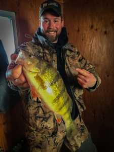 Bret Amundson, perch, NW Angle, Lake of the Woods