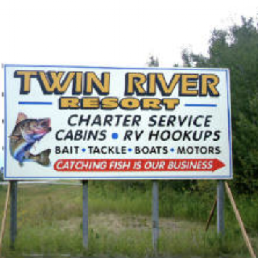 twin rivers resort sign