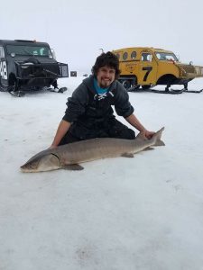 Sturgeon caught during March Ice Fishing on Lake of the Woods