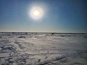 Sun over ice, Lake of the Woods