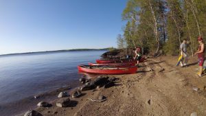 canoes and kayaks at lake of the woods