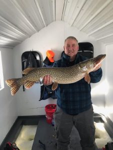 big pike in fish house arnesens rocky point 022221