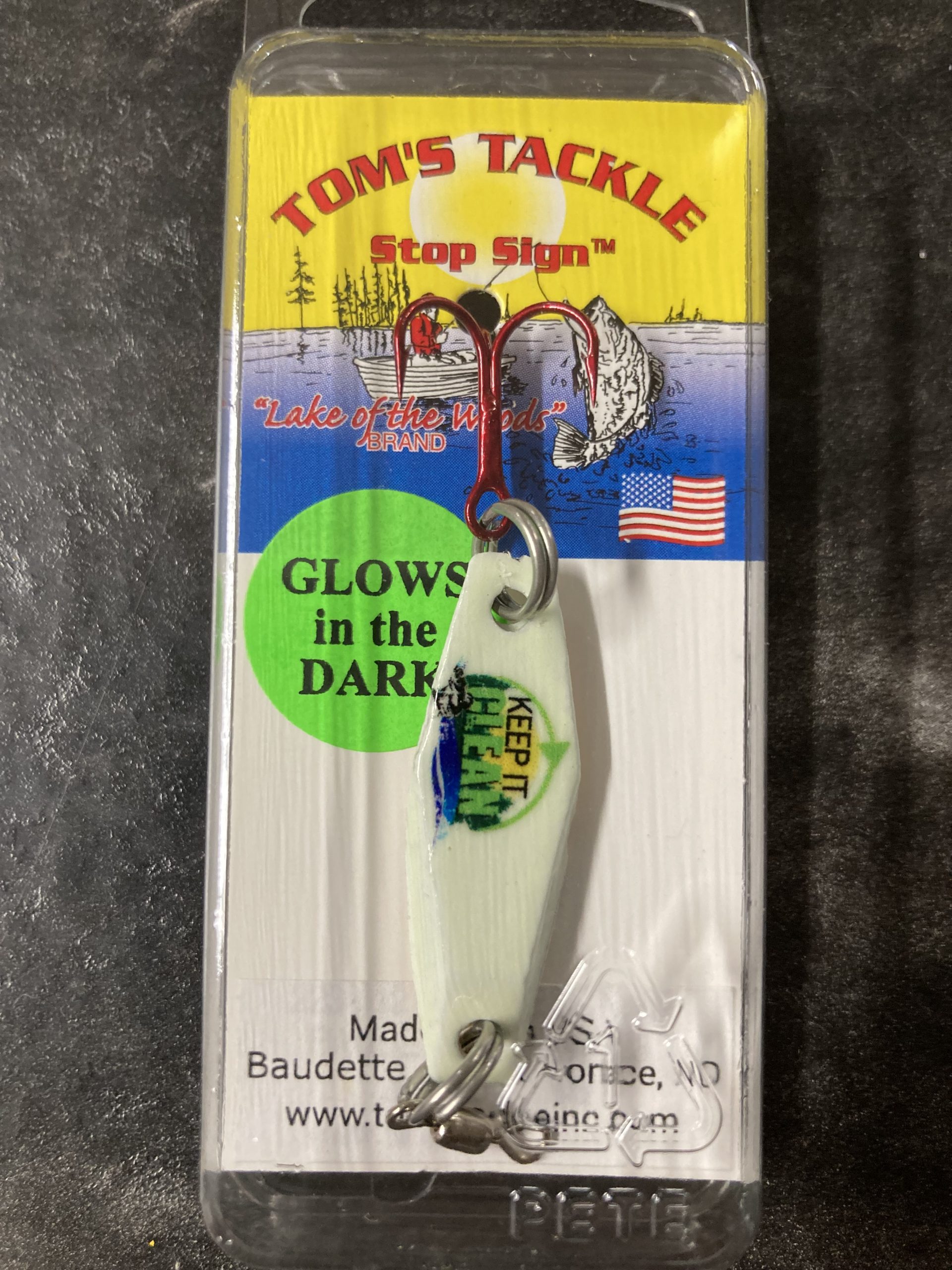 Tom's Tackle Creates Keep It Clean Stop Sign Jigging Spoon - Lake of the  Woods