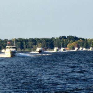 Line of Charter boats on Lake of the Woods, Pay It Forward 2023