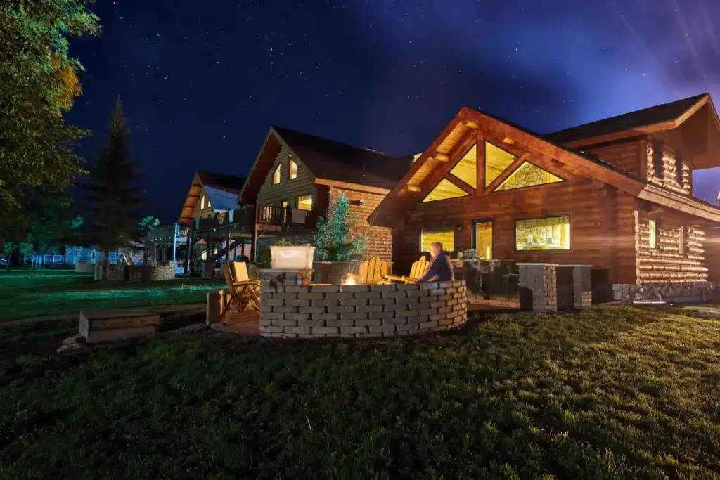 Log cabin at Zippel Bay Resort, lodging Lake of the Woods, MN