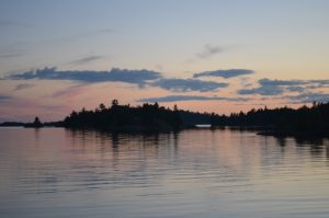 Lake of the Woods sunset, islands, scenery