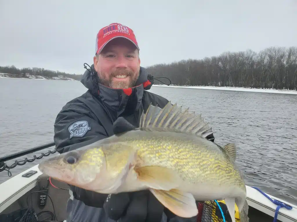 Bret Amundson with a nice walleye spring fishing on the Rainy River