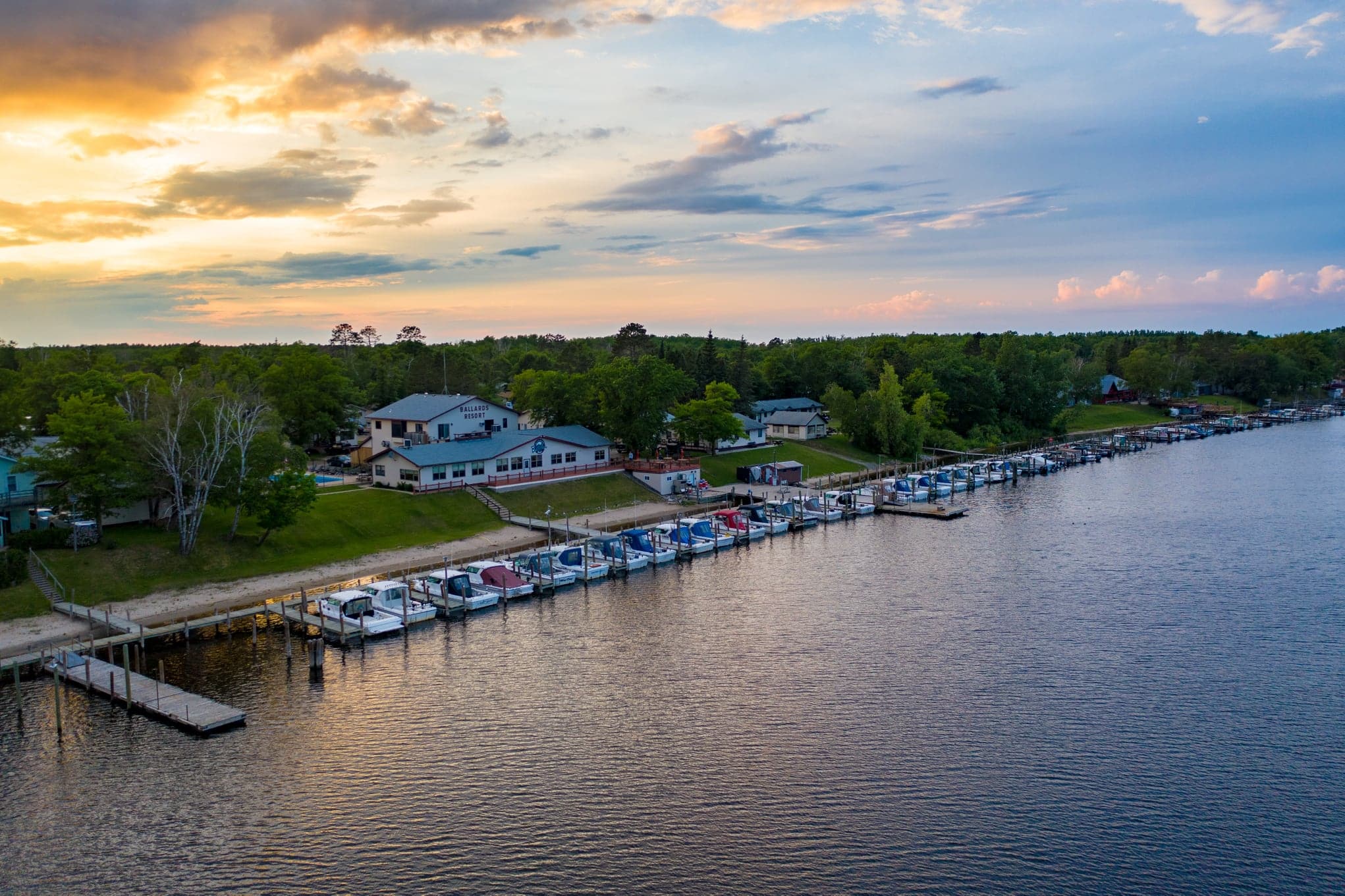 Aerial view of Ballard's Resort, Lake of the Woods