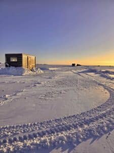 Ken Mar Ke fish houses. Ice fishing has begun, Lake of the Woods MN