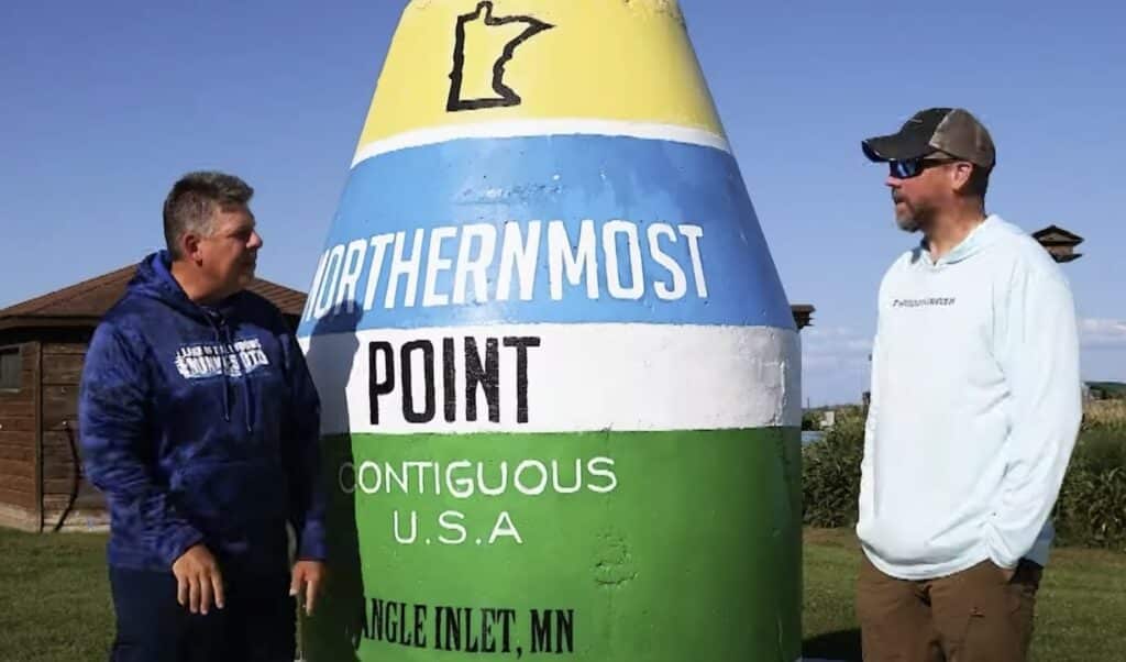 Joe Henry and Bret Amundson at the NW Angle Buoy