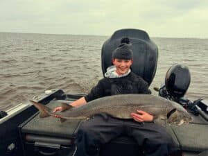 Ryans first big sturgeon Border View Lodge 042825