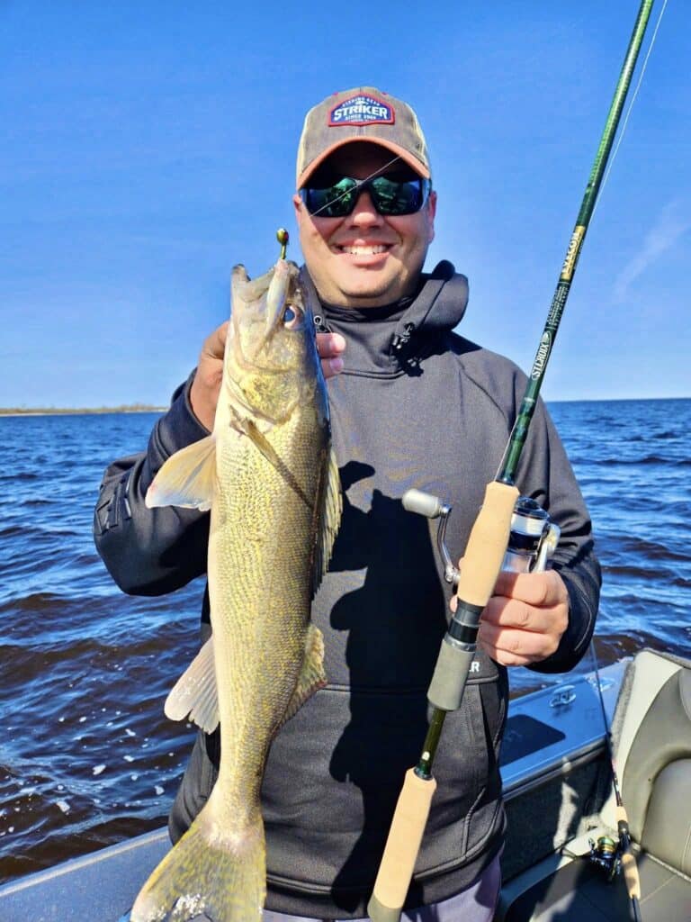 Dave Wasness, nice walleye on 2025 MN Fishing Opener, Lake of the Woods MN