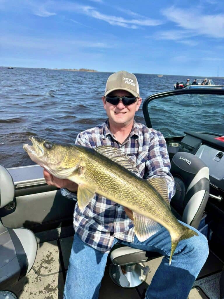 Nice walleye in a Lund boat Ken Mar Ke Resort 051325