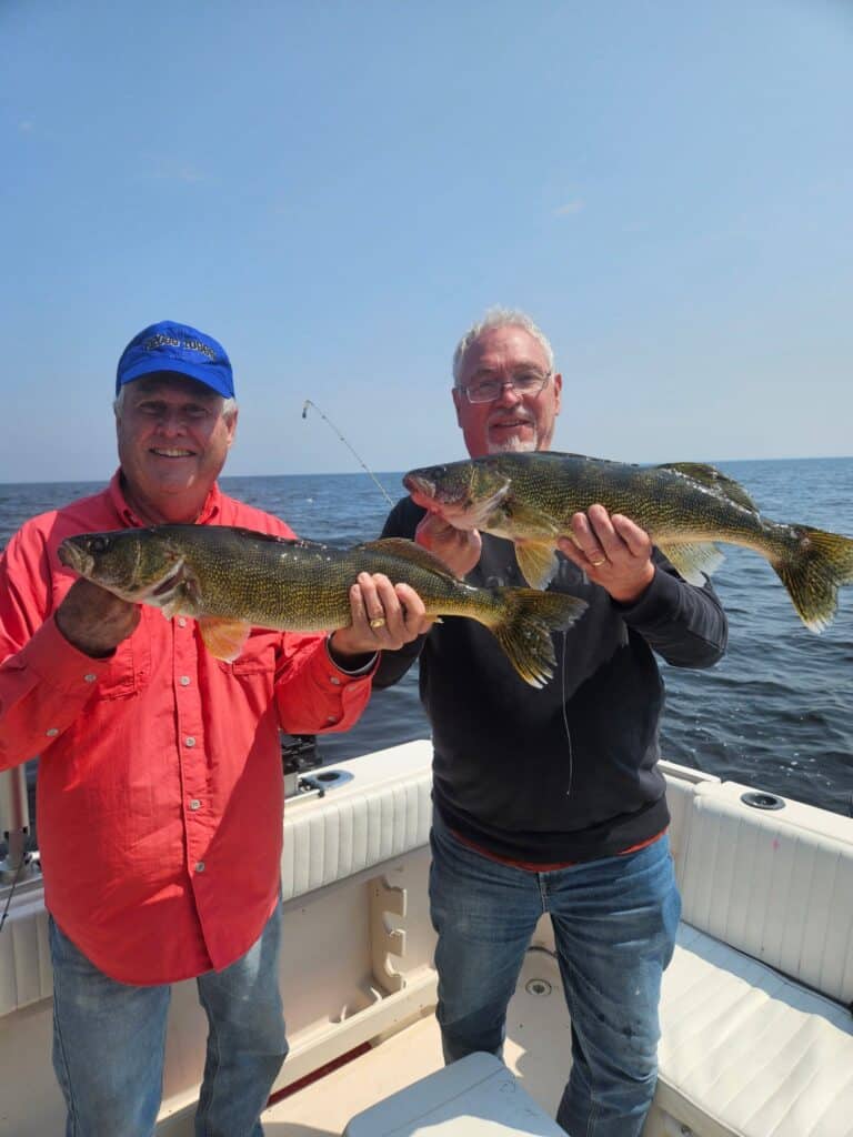 double header walleyes caught at Arnesen's Rocky Point in Baudette MN