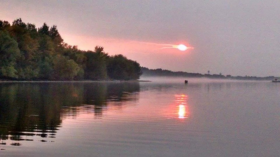 Rainy River sunset near Baudette, MN