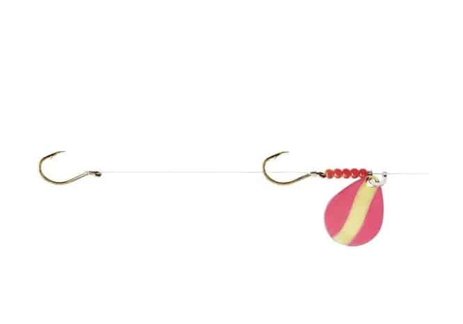 Lindy Little Joe Red Devil 2 hook crawler harness, gold and pink
