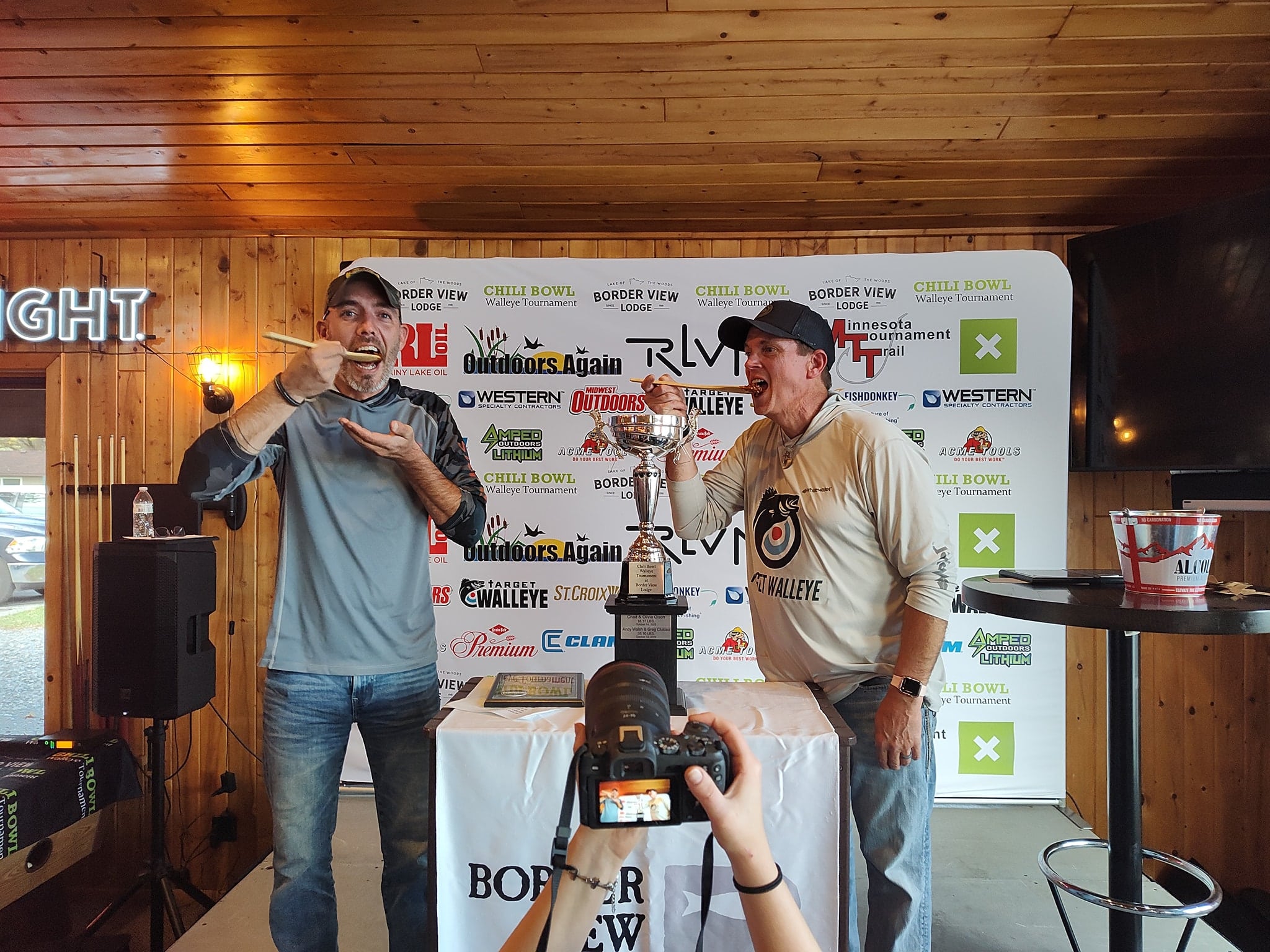 Tony Boyd and Chris Philen, winners of the 2025 Chili Bowl walleye tournament at Border View Lodge on the Rainy River