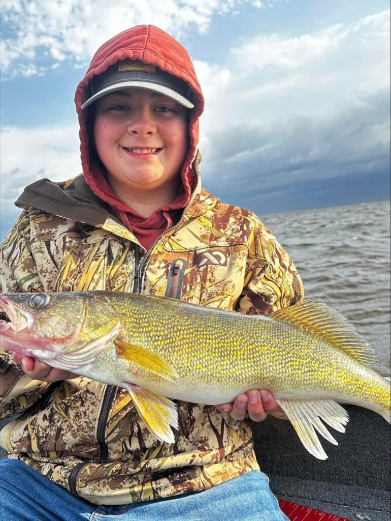 Boy with nice walleye caught on the south shore of Lake of the Woods MN