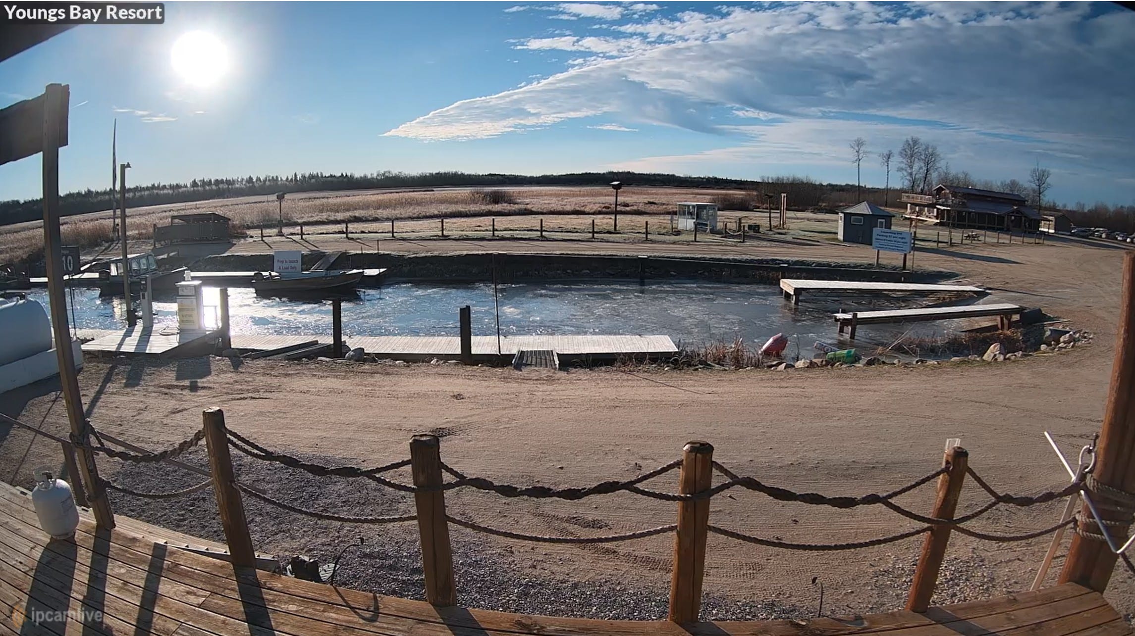 Fishing Report from Youngs Bay at the Northwest Angle of Lake of the Woods shows a skim of ice