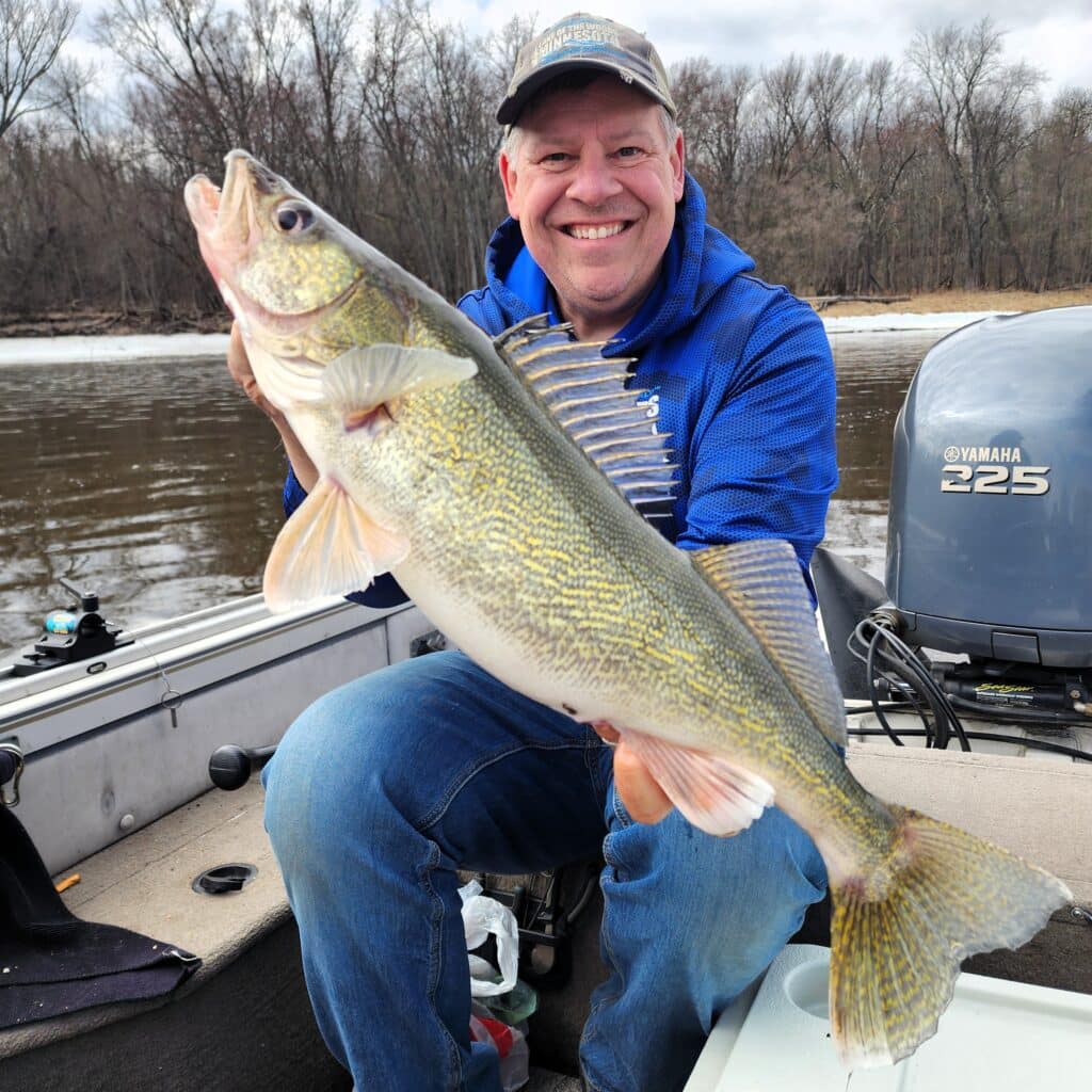 Joe Henry with a big spring walleye on the Rainy River, Lake of the Woods MN