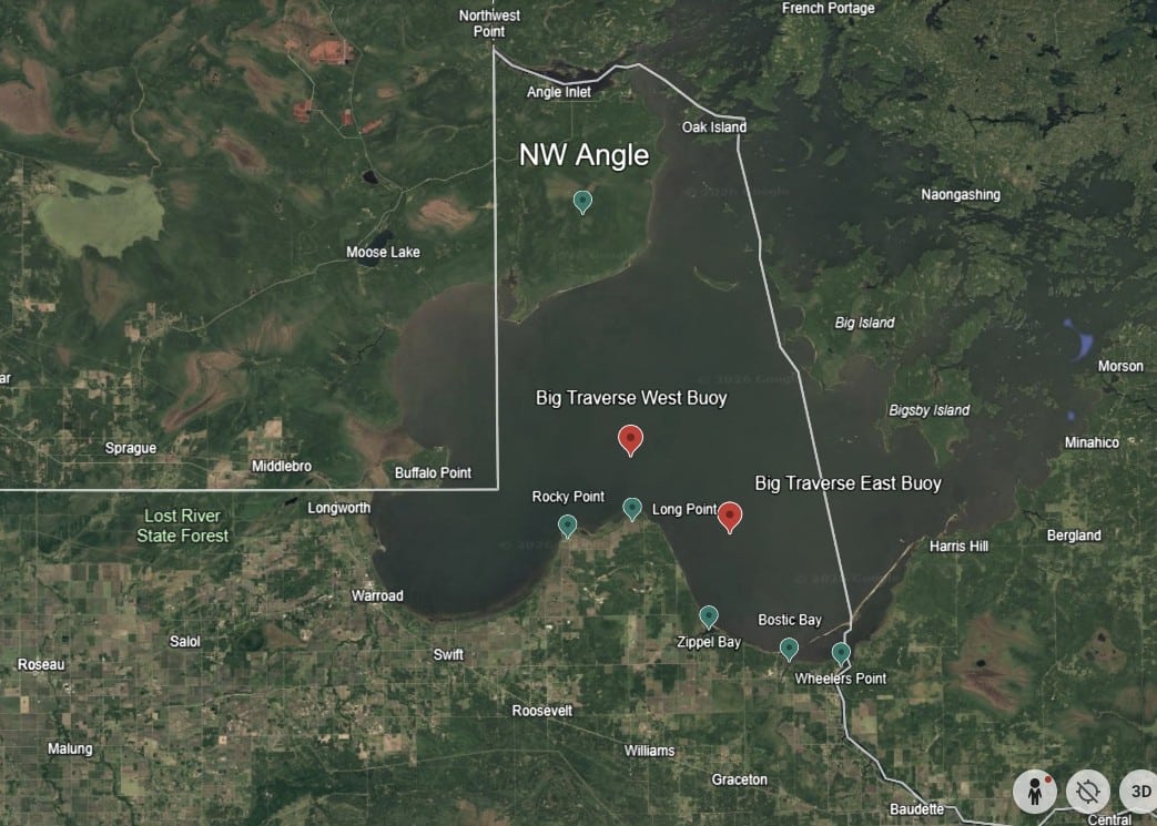 Lake of the Woods MN Wave Buoy Map, May, 2026