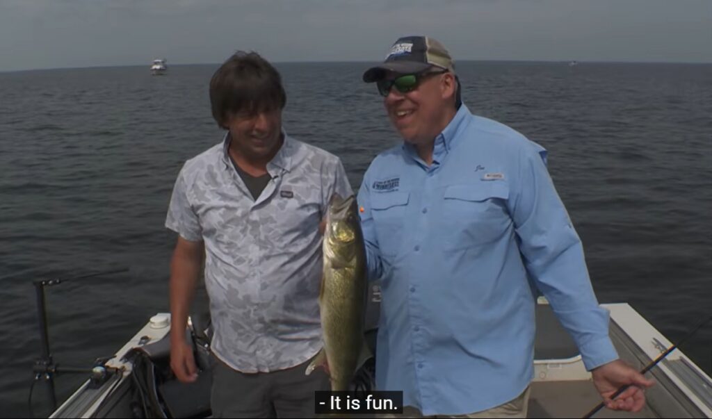 Greg Jones and Joe Henry jig fishing on Lake of the Woods