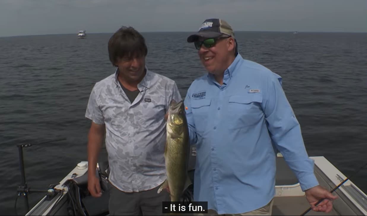 Greg Jones and Joe Henry jig fishing on Lake of the Woods