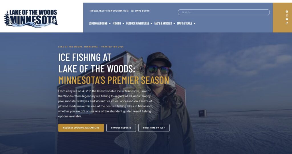 Lake of the Woods Tourism ice fishing page, www.lakeofthewoodsmn.com