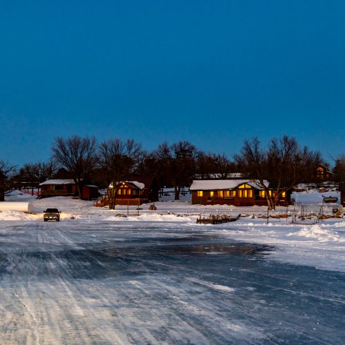Cyrus's Flag Island Resort from the ice road, NW Angle, Lake of the Woods MN