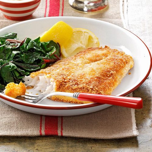 walleye crunchy coated with potato flakes
