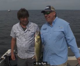 Greg Jones and Joe Henry jig fishing on Lake of the Woods