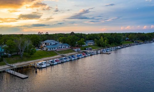 Aerial view of Ballard's Resort, Lake of the Woods